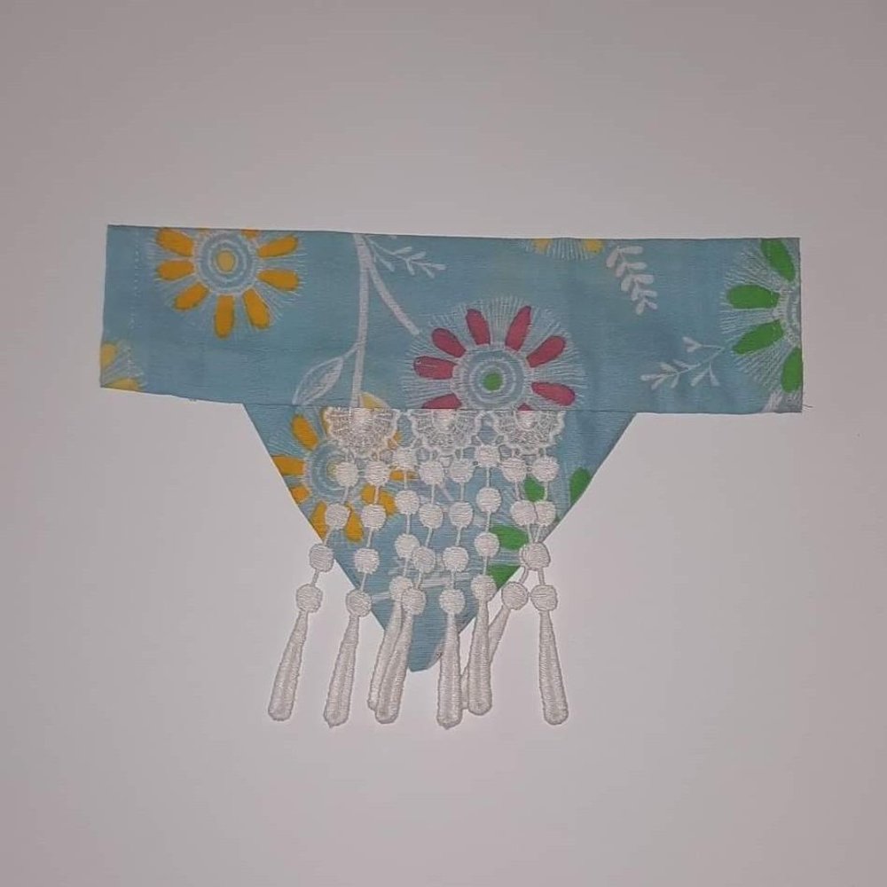 Fancy Pet Scarf Dog Bandana Floral White Full Tassel